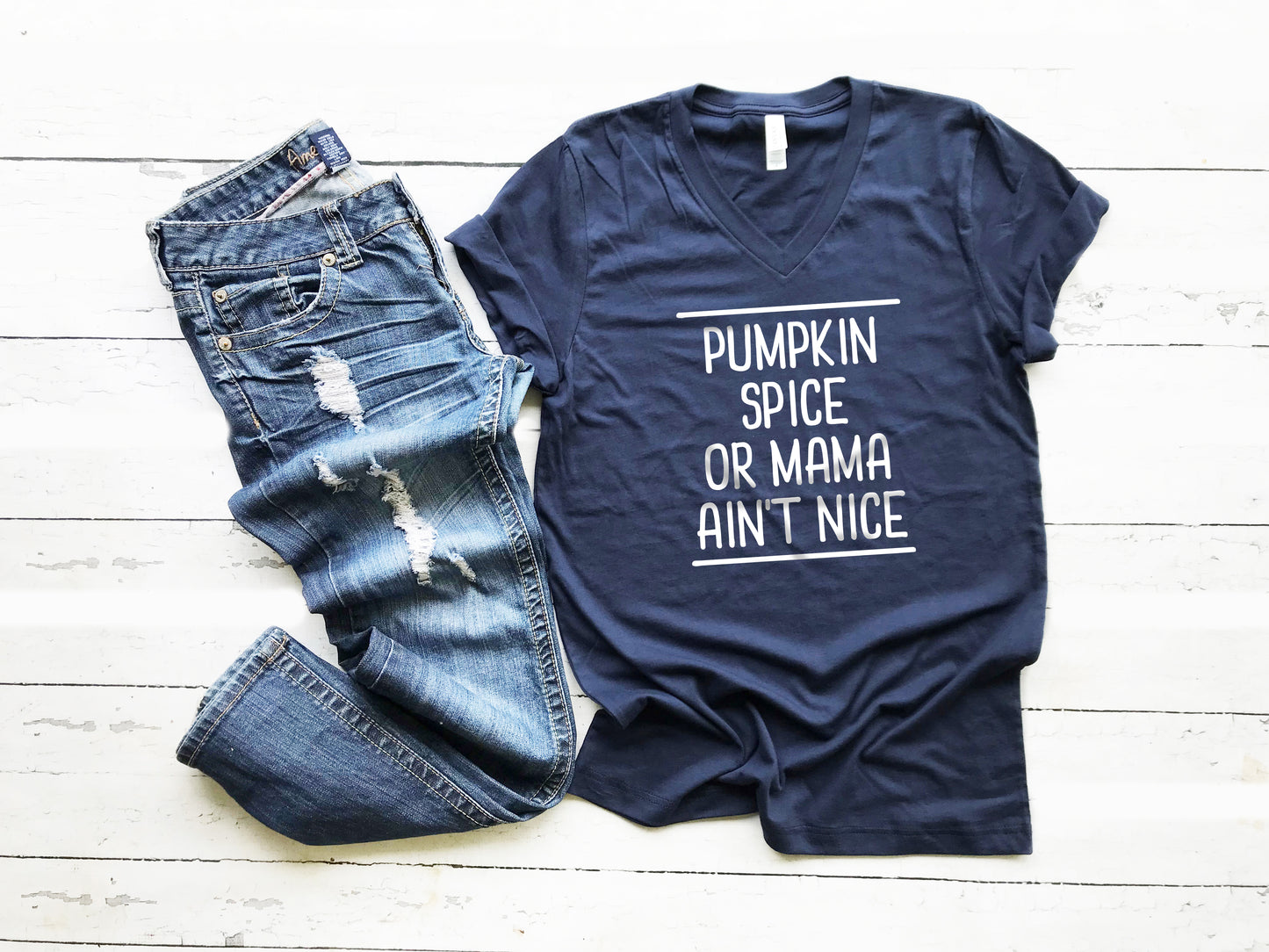 Pumpkin Spice or Mama ain't nice Tee. This updated unisex tee essential fits like a well-loved favorite, featuring a classic V-neck, short sleeves and superior combed and ring-spun cotton. JLD is super excited to customize your new fall tee! Choose your shirt size, color, and your art color to make this perfect fall tee your own!