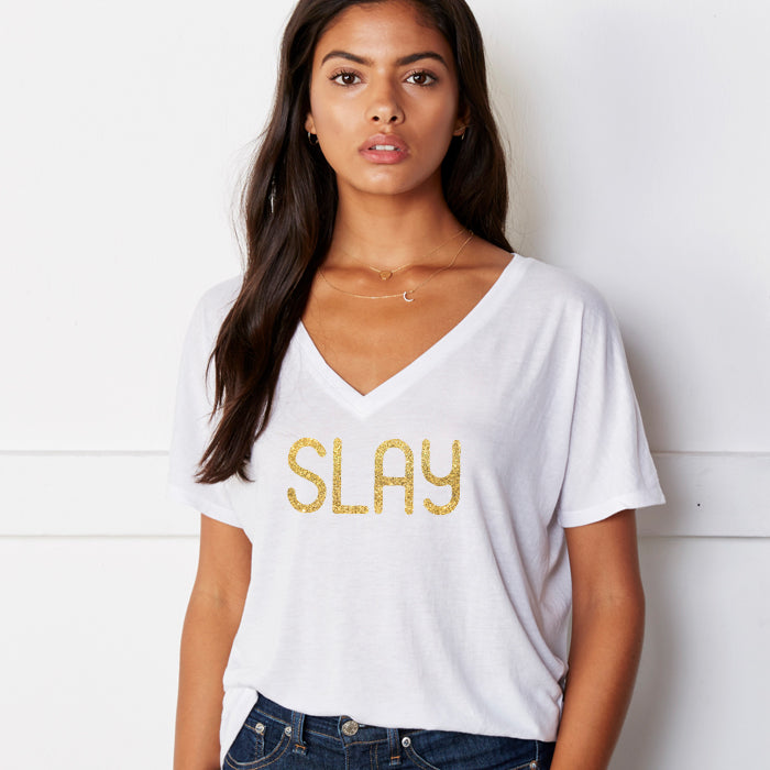 Slay V-Neck Slouchy Tee