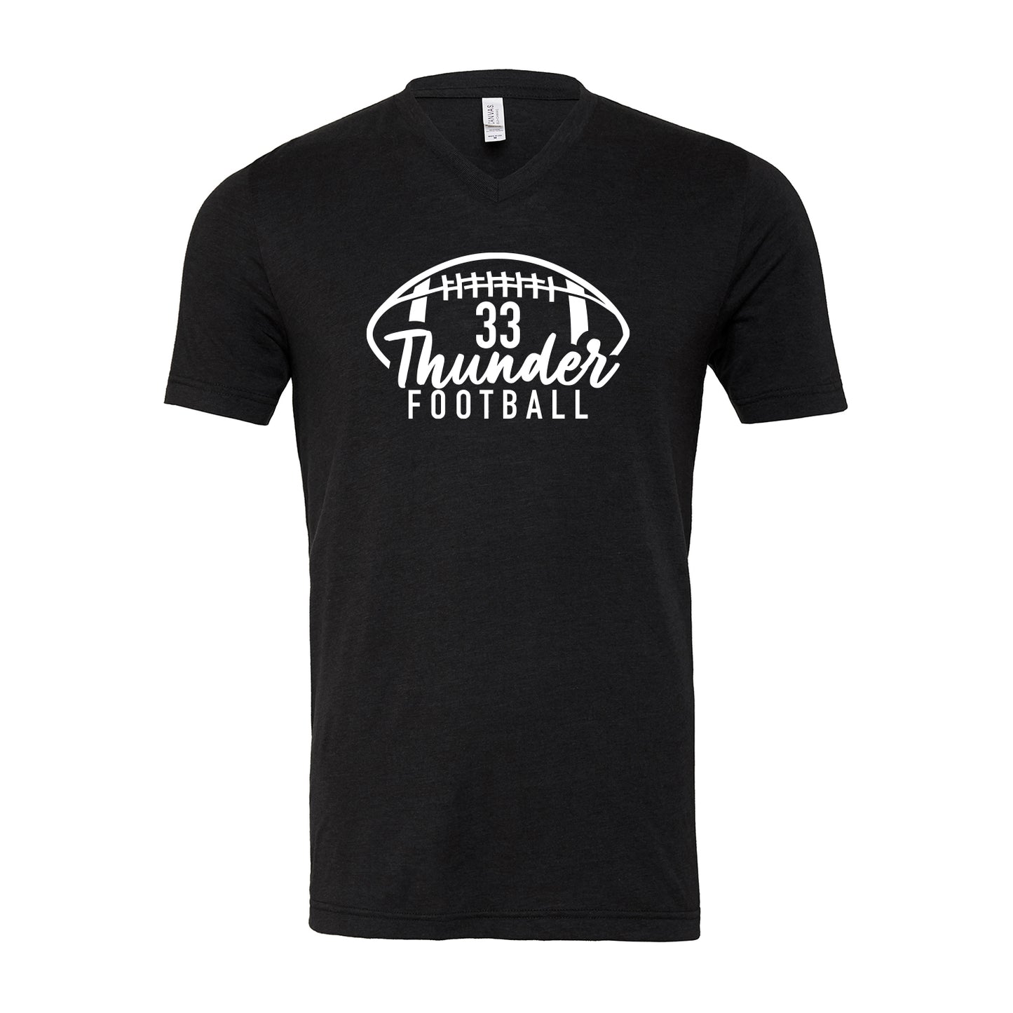 Unisex V- Neck Thunder Football Custom Number Tee