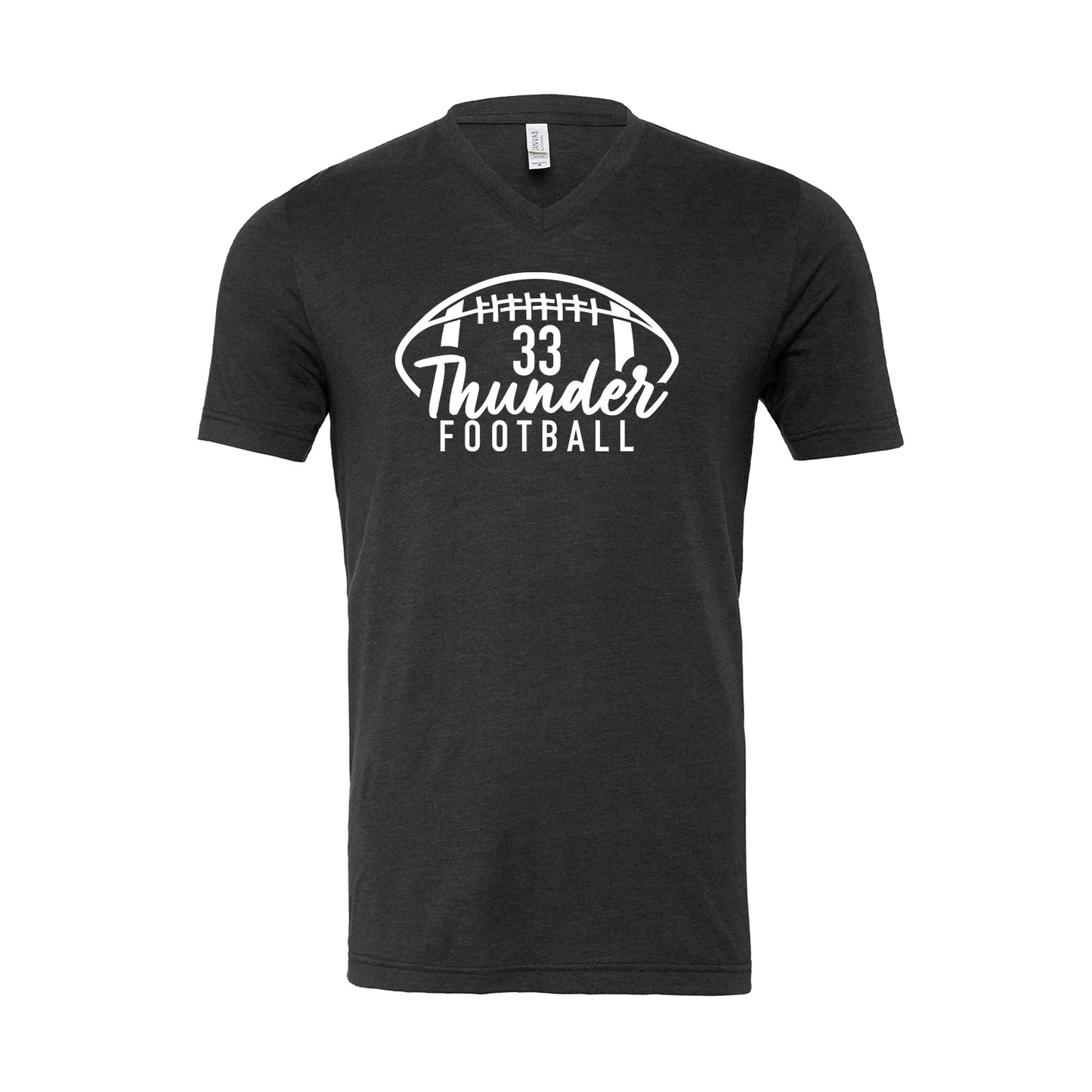 Unisex V- Neck Thunder Football Custom Number Tee