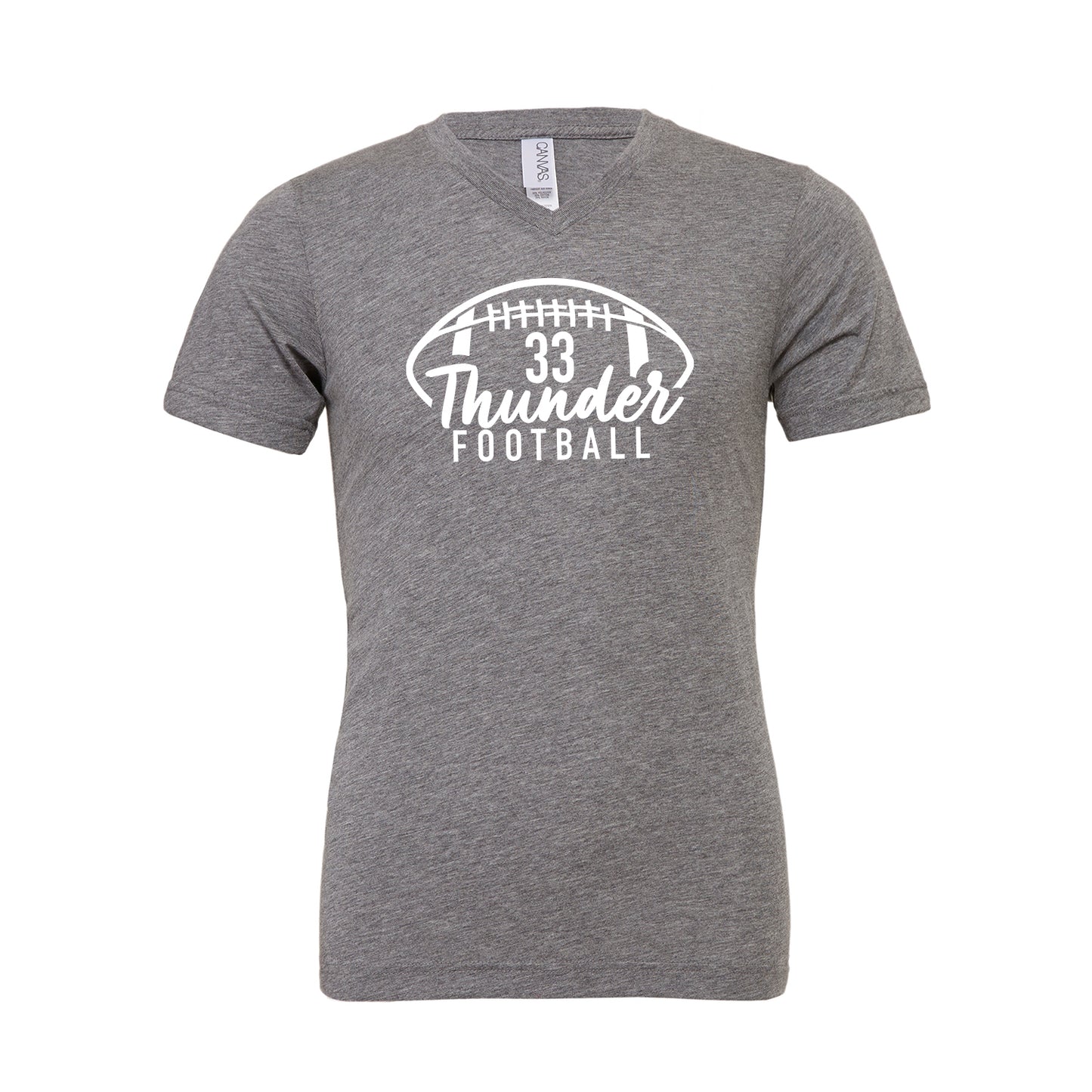 Unisex V- Neck Thunder Football Custom Number Tee