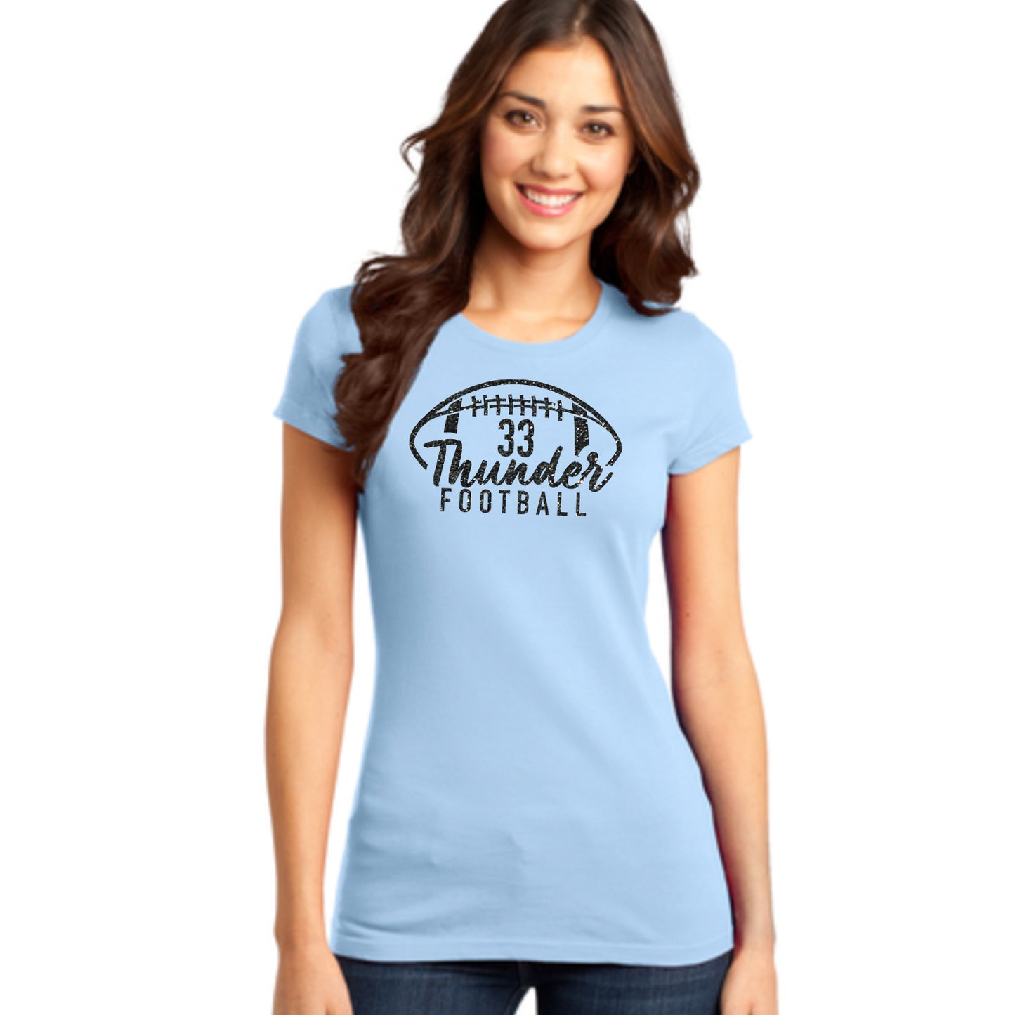 Ladies Fitted Thunder Football Custom Number Tee