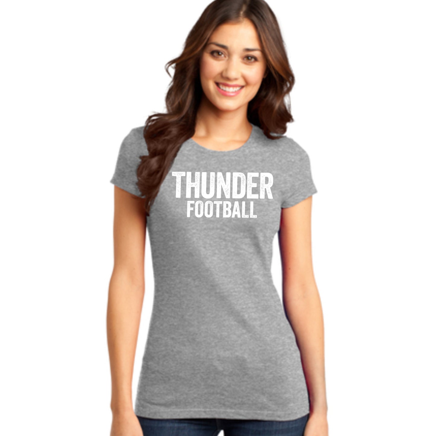 Women's Fitted Distressed Thunder Football Tee