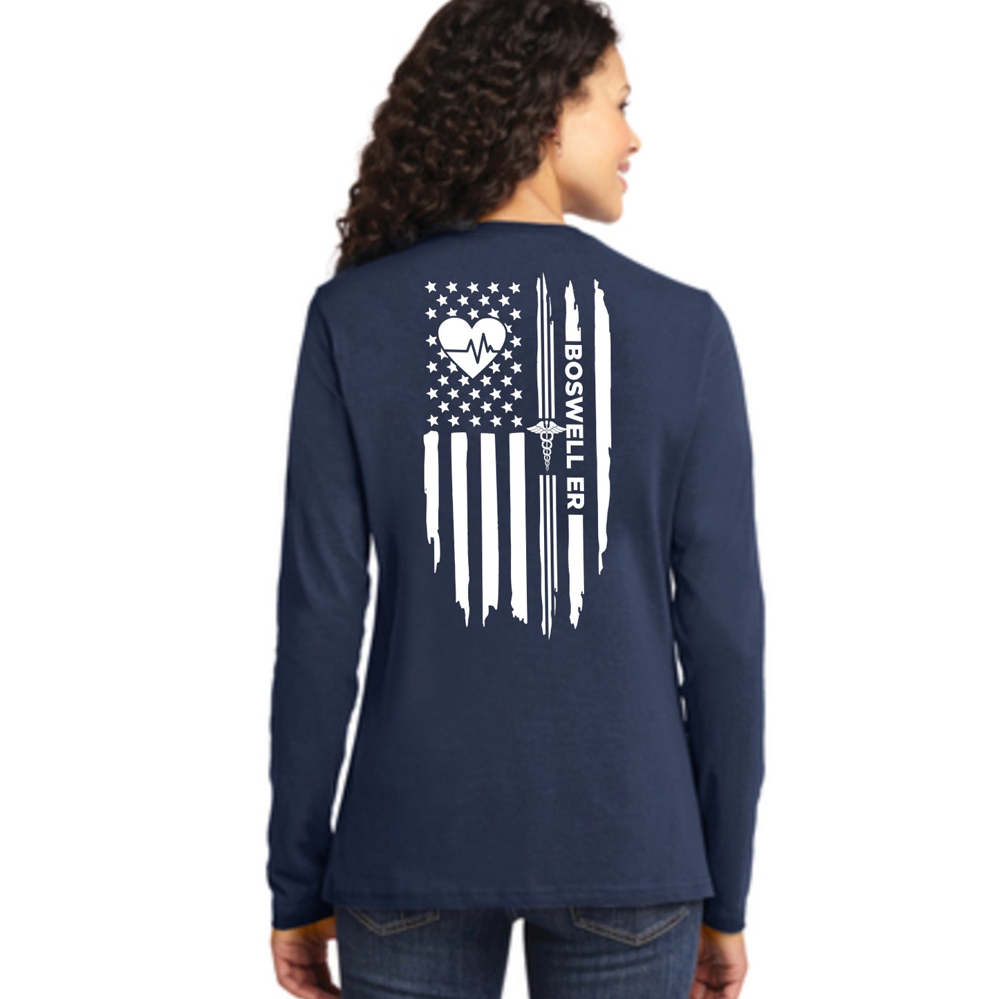 Boswell ER Heartbeat Flag Ladies Long Sleeve Tee