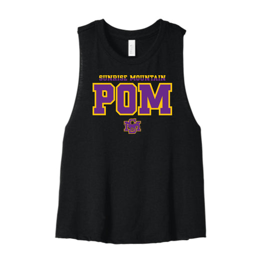 Sunrise Mountain Pom 2 Color Cropped Racerback Tank