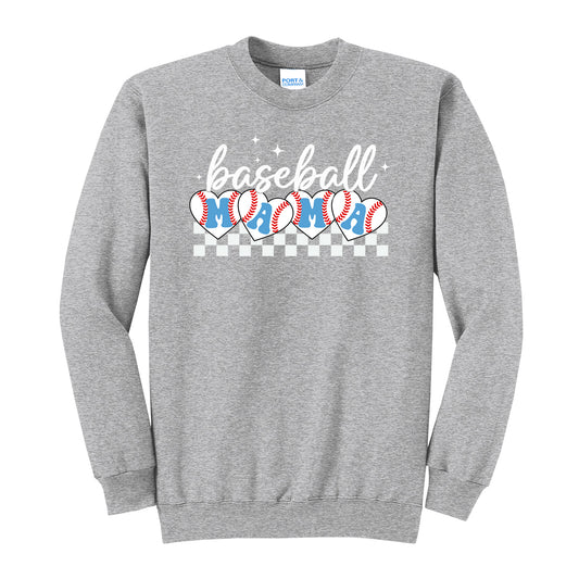 Baseball Mama Checkered Crewneck Sweatshirt