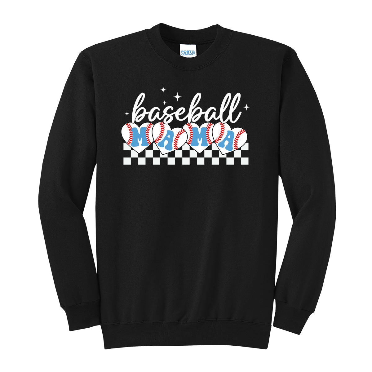 Baseball Mama Checkered Crewneck Sweatshirt