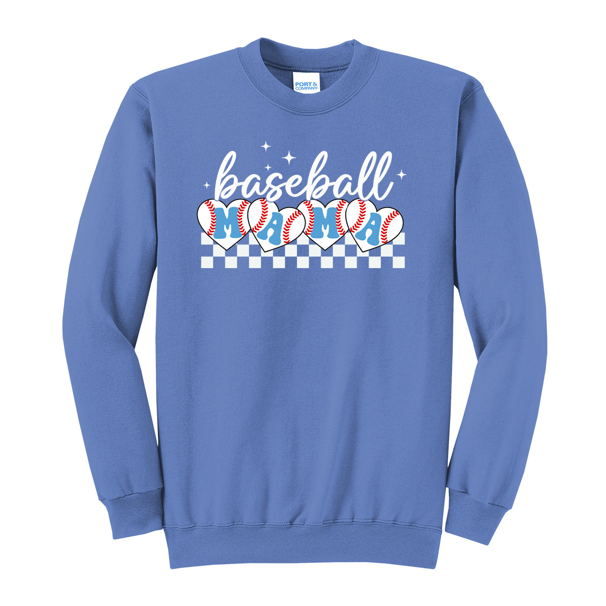 Baseball Mama Checkered Crewneck Sweatshirt