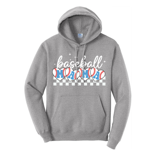 Baseball Mama Checkered Hoodie