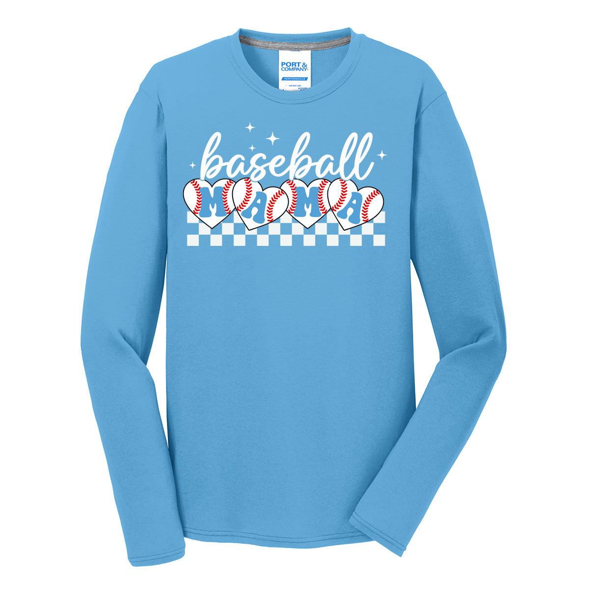 Baseball Mama Checkered Long Sleeve Tee