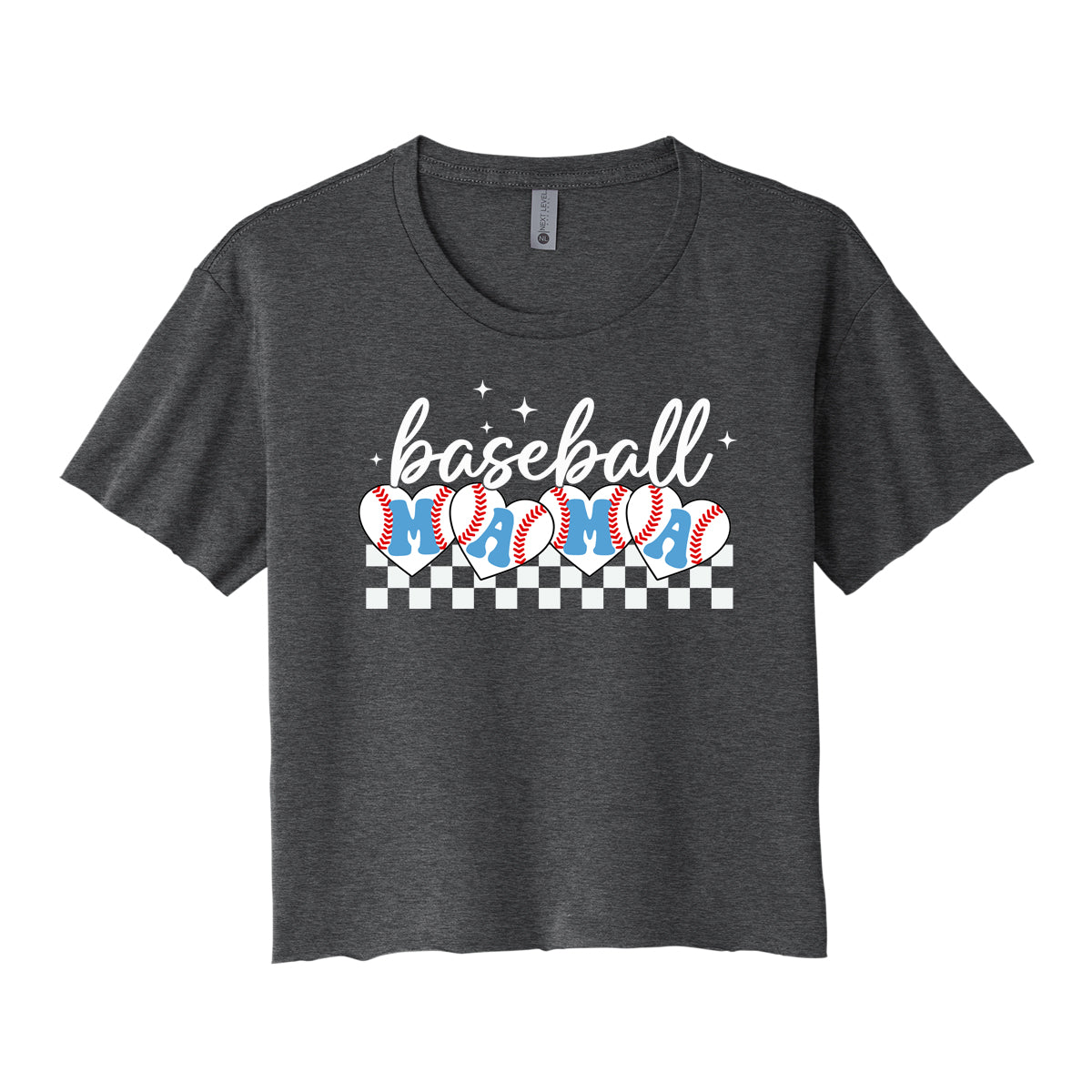 Baseball Mama Checkered Women's Cropped Tee