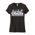 Baseball Mama Checkered Women's Fitted Tee