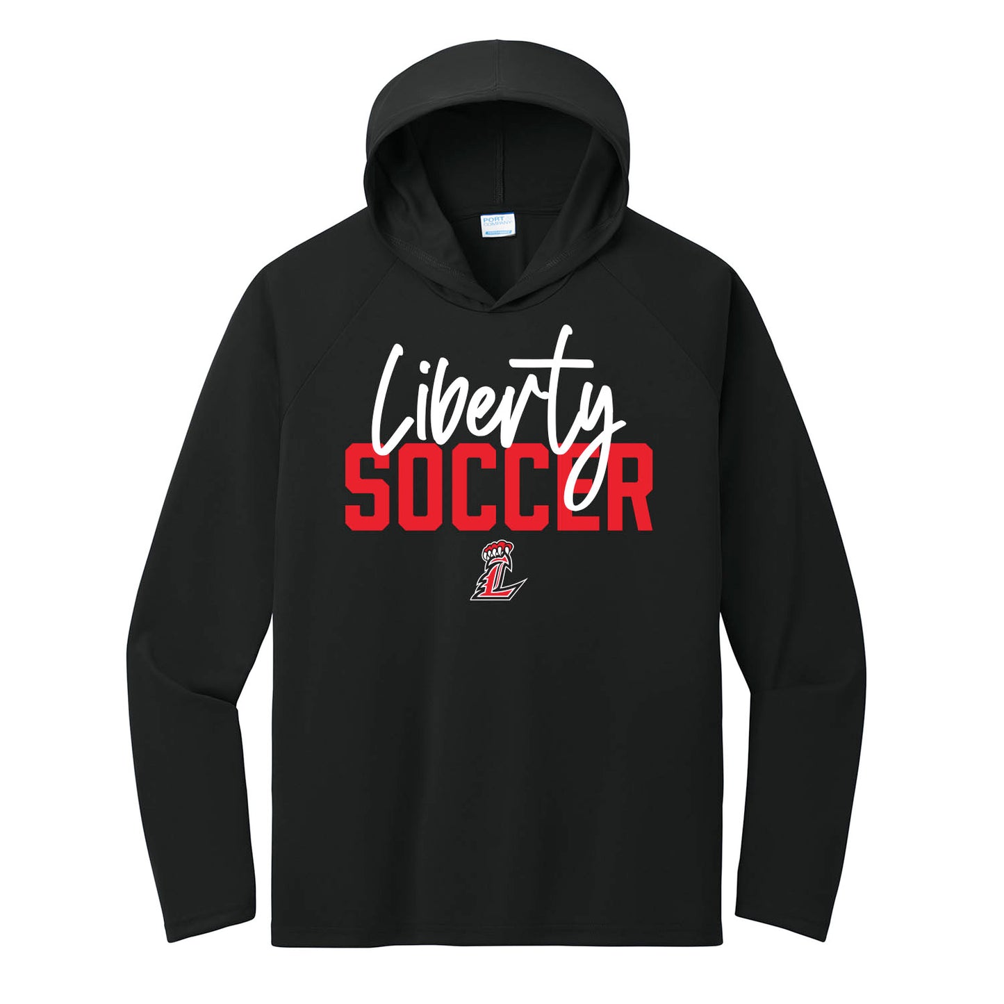 Liberty Soccer Script Performance Hooded Long Sleeve Tee