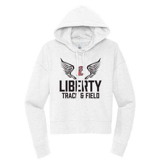 Liberty Track and Field Logo In Black Cropped Hoodie