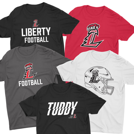 Liberty Lions Football 5 TEE PACK