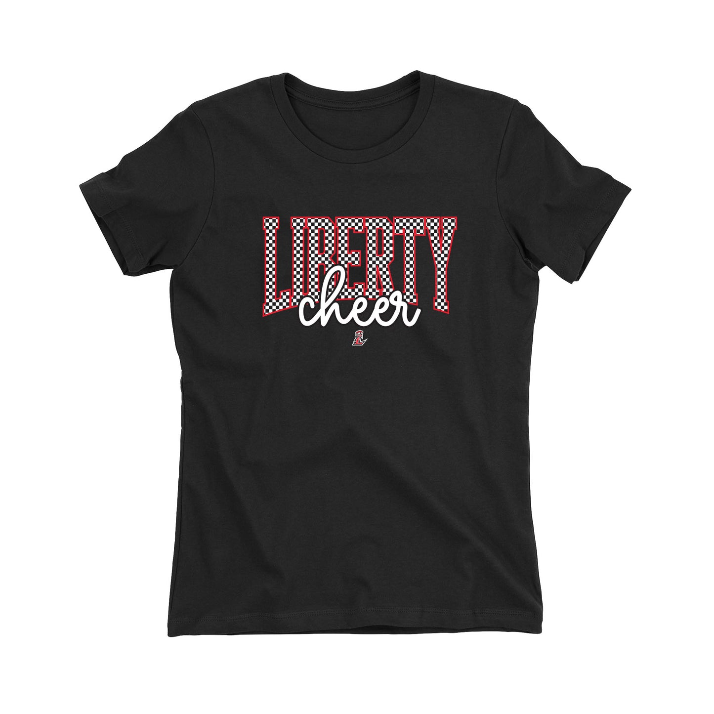 Checkered Liberty Cheer Women's Fitted Tee