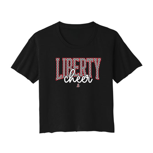 Checkered Liberty Cheer Cropped Tee