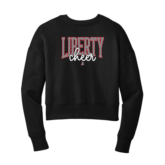 Checkered Liberty Cheer Cropped Crewneck Sweatshirt