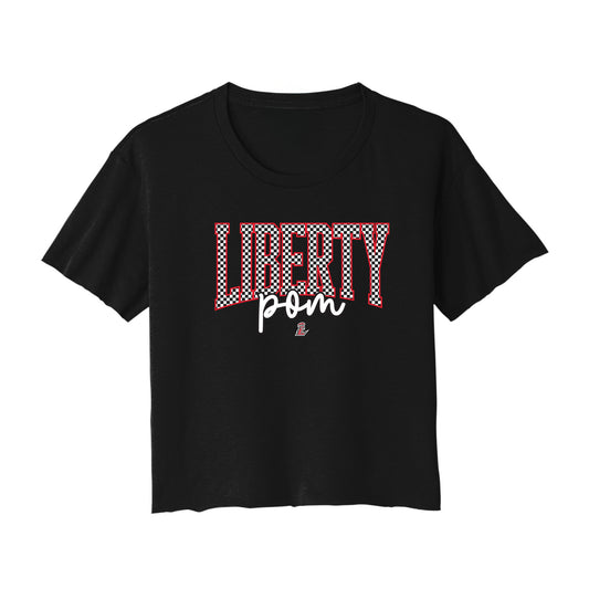 Checkered Liberty Pom Cropped Tee