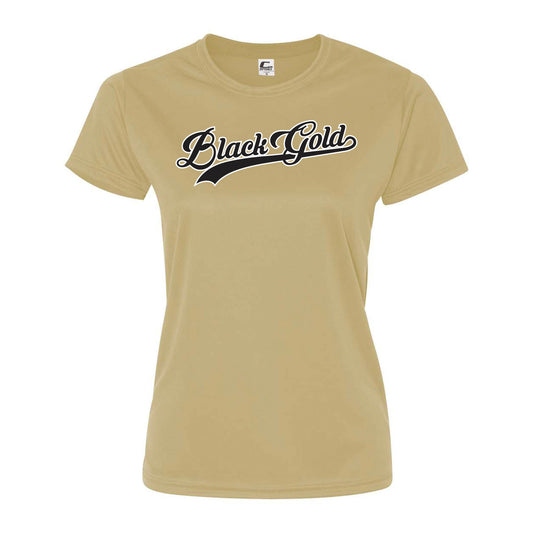 Black Gold Script Womens Dri Fit Tee
