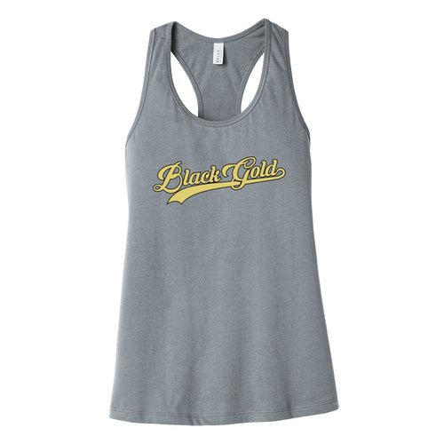 Black Gold Script Women's Racerback Tank