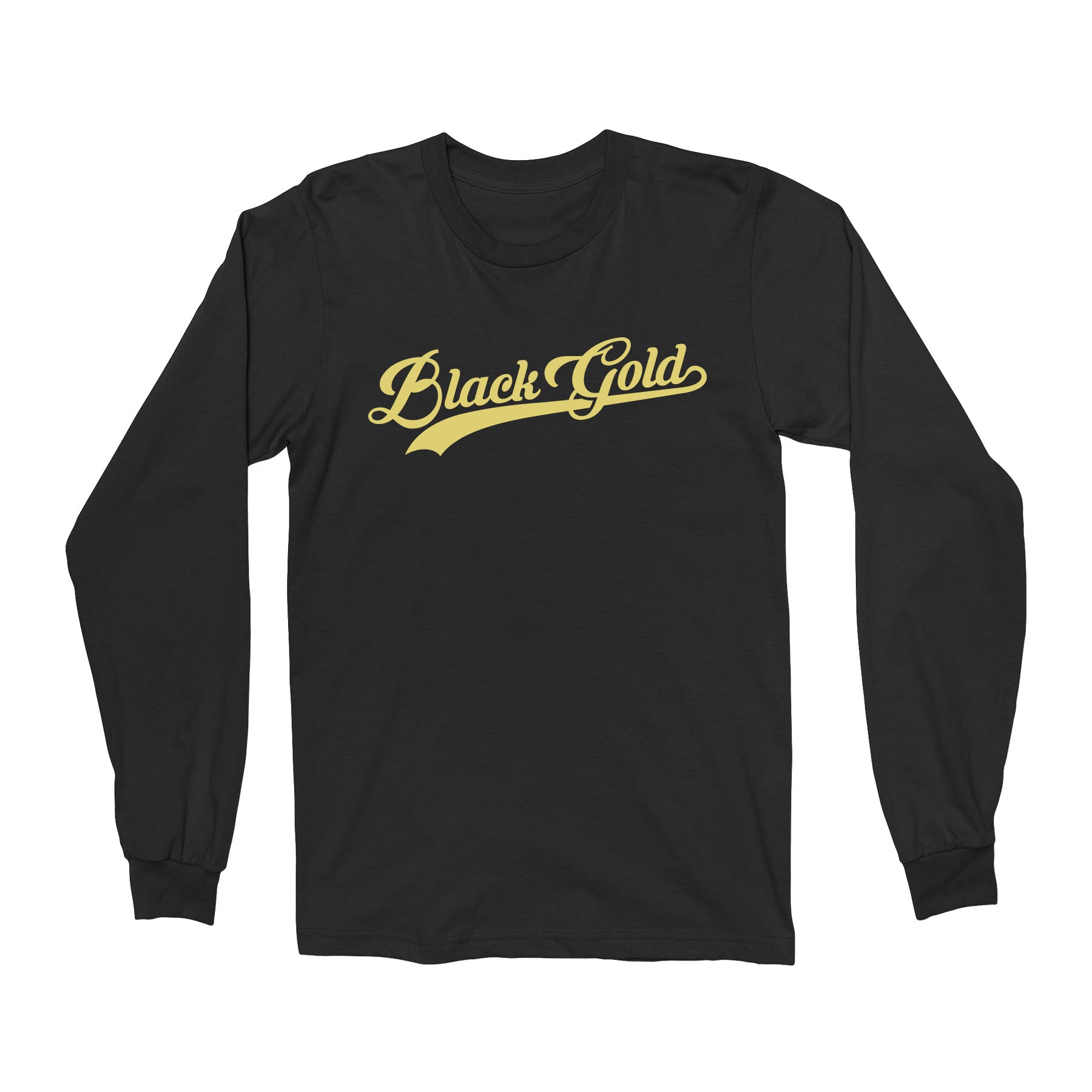 Black Gold Script Long Sleeve Tee