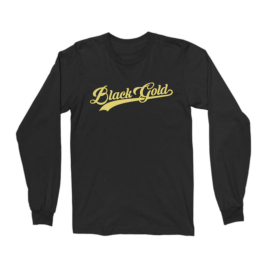 Black Gold Script Long Sleeve Tee