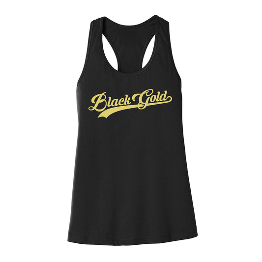 Black Gold Script Women's Racerback Tank