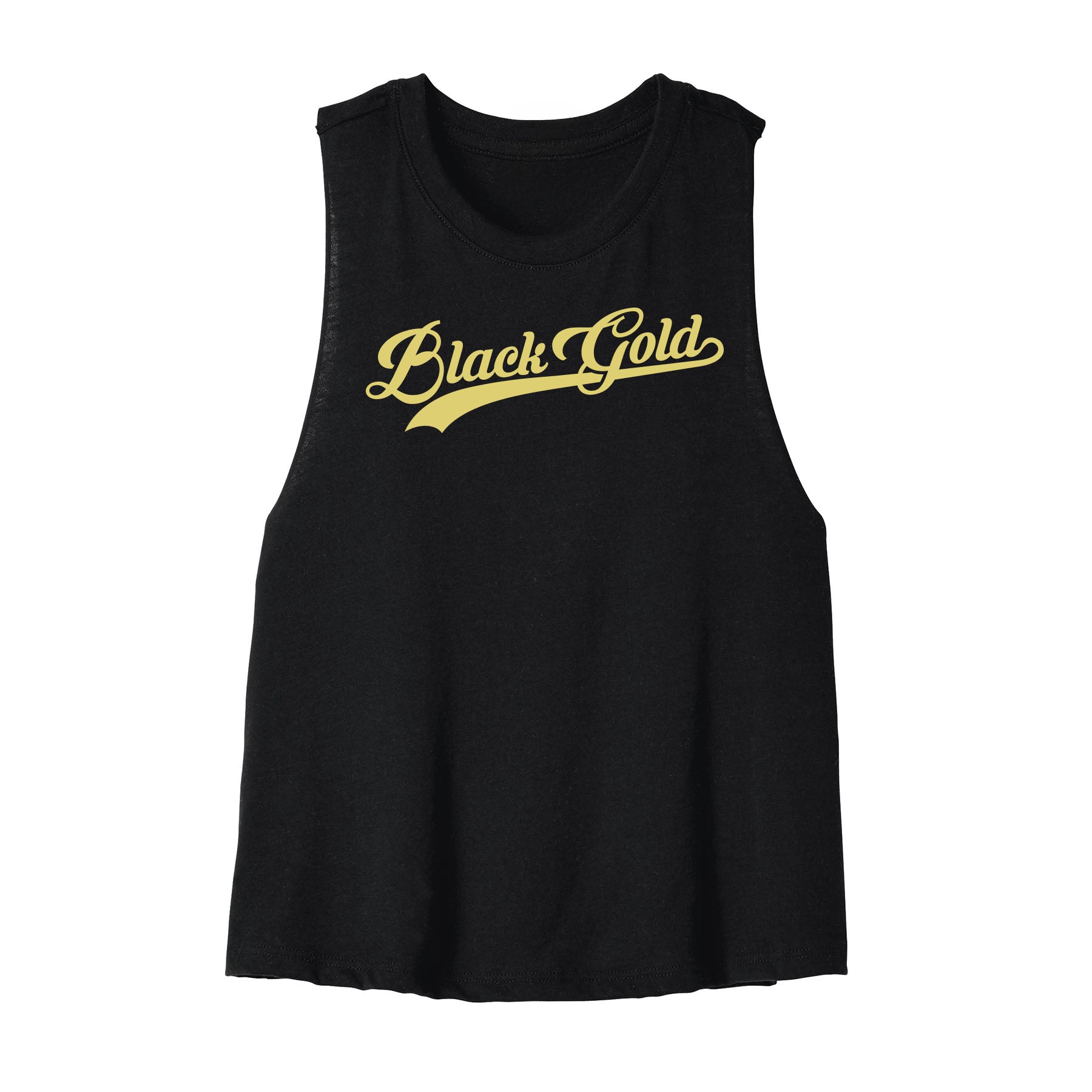 Black Gold Script Women's Cropped Tank
