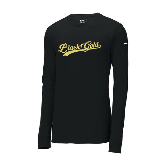 Black Gold Script Nike Long Sleeve Tee