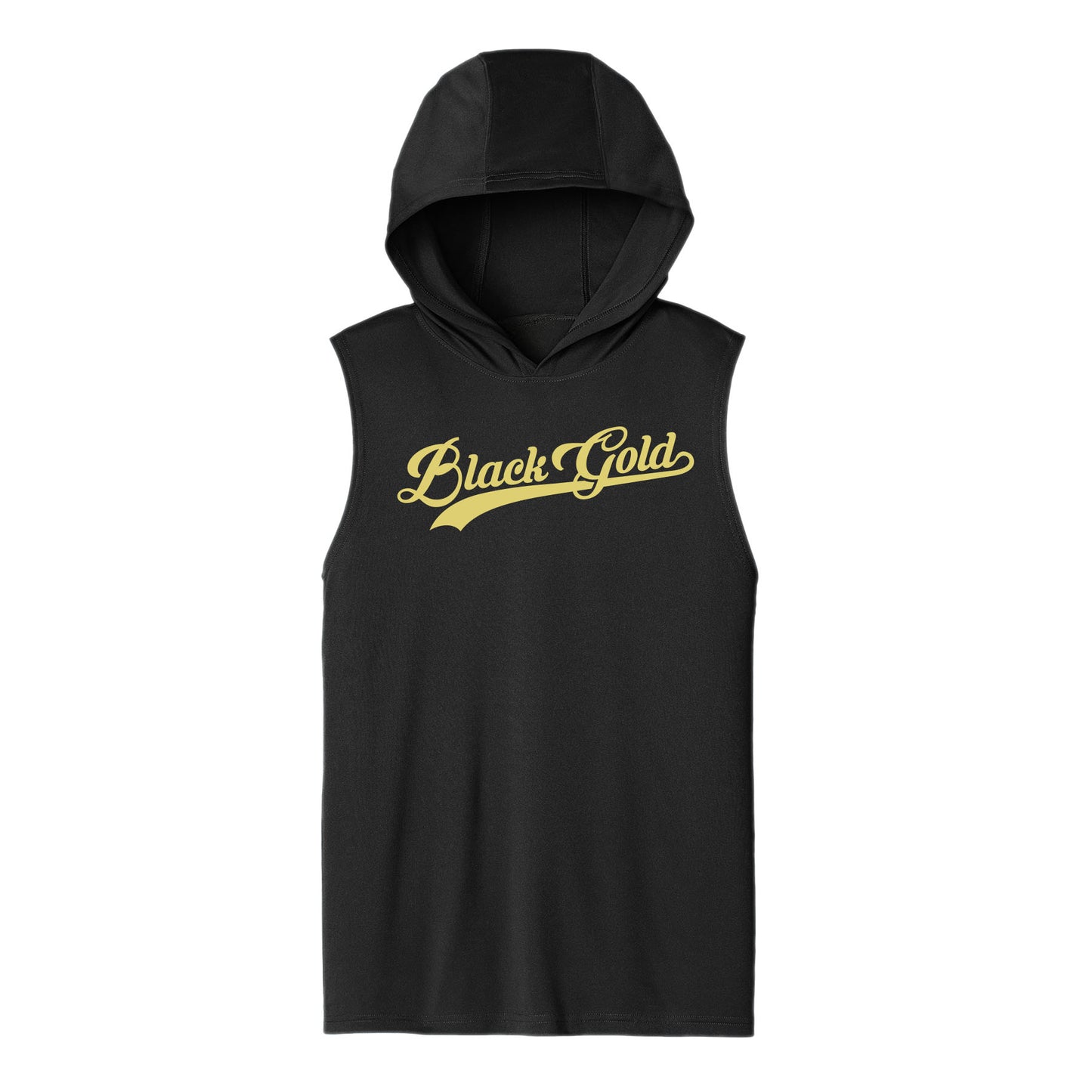 Black Gold Script Unisex Dri Fit Hooded Tank