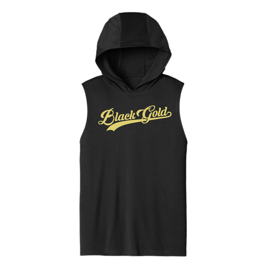Black Gold Script Unisex Dri Fit Hooded Tank
