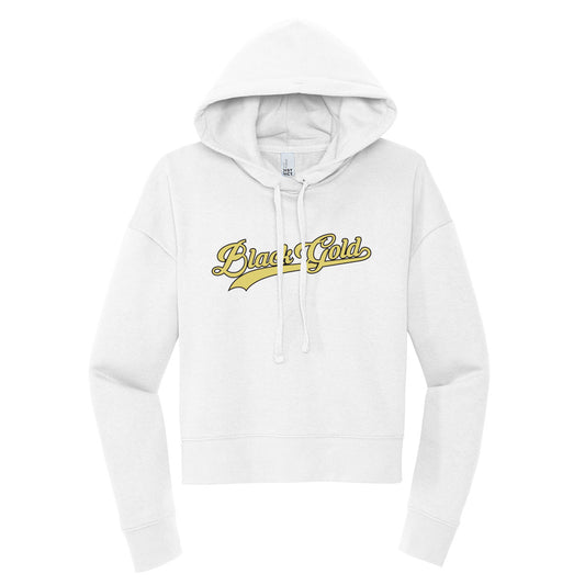 Black Gold Script Cropped Hoodie
