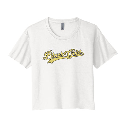 Black Gold Script Cropped Tee
