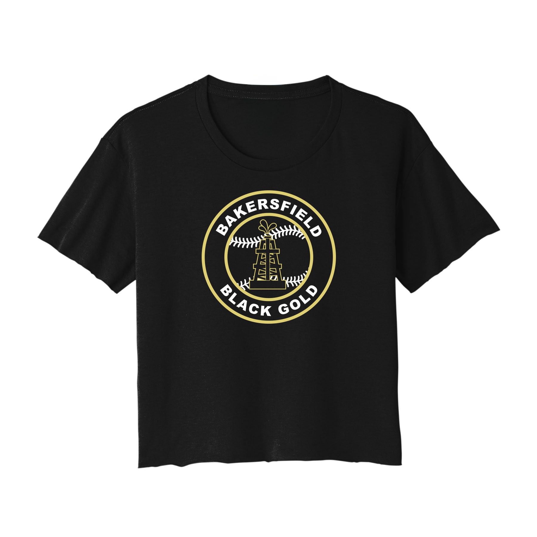 Black Gold Baseball Seal Cropped Tee