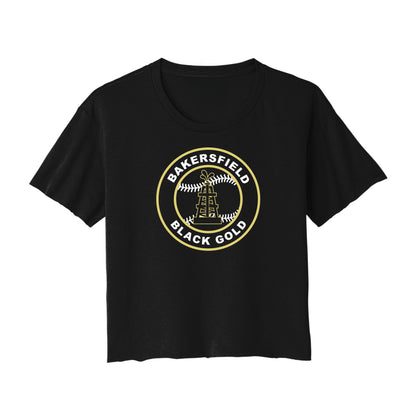 Black Gold Baseball Seal Cropped Tee