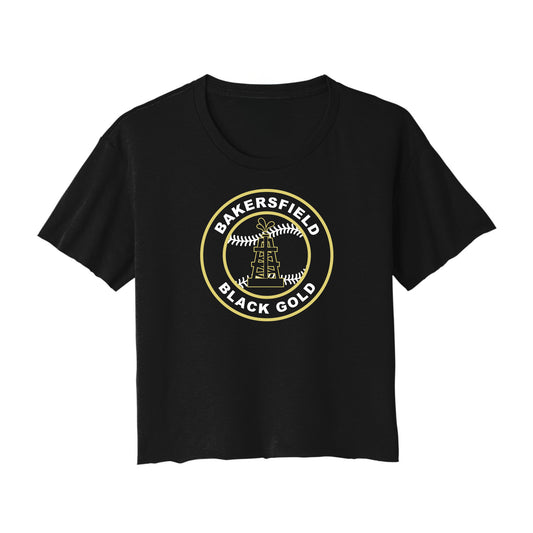 Black Gold Baseball Seal Cropped Tee