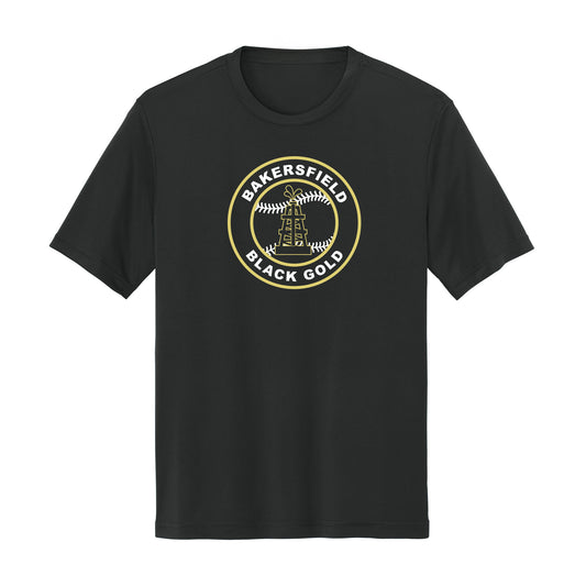 Black and Gold Baseball Seal Dri Fit Tee
