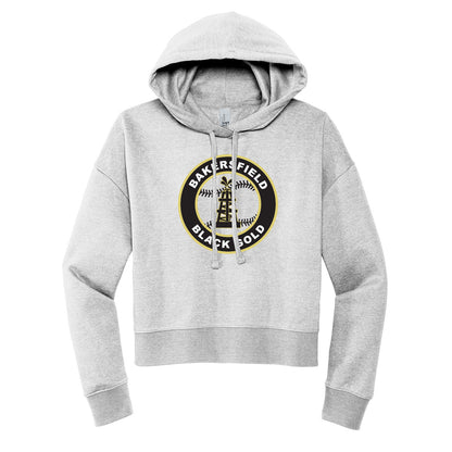 Black Gold Baseball Seal Cropped Hoodie