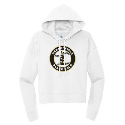 Black Gold Baseball Seal Cropped Hoodie