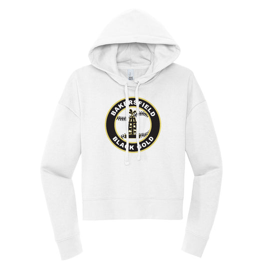 Black Gold Baseball Seal Cropped Hoodie