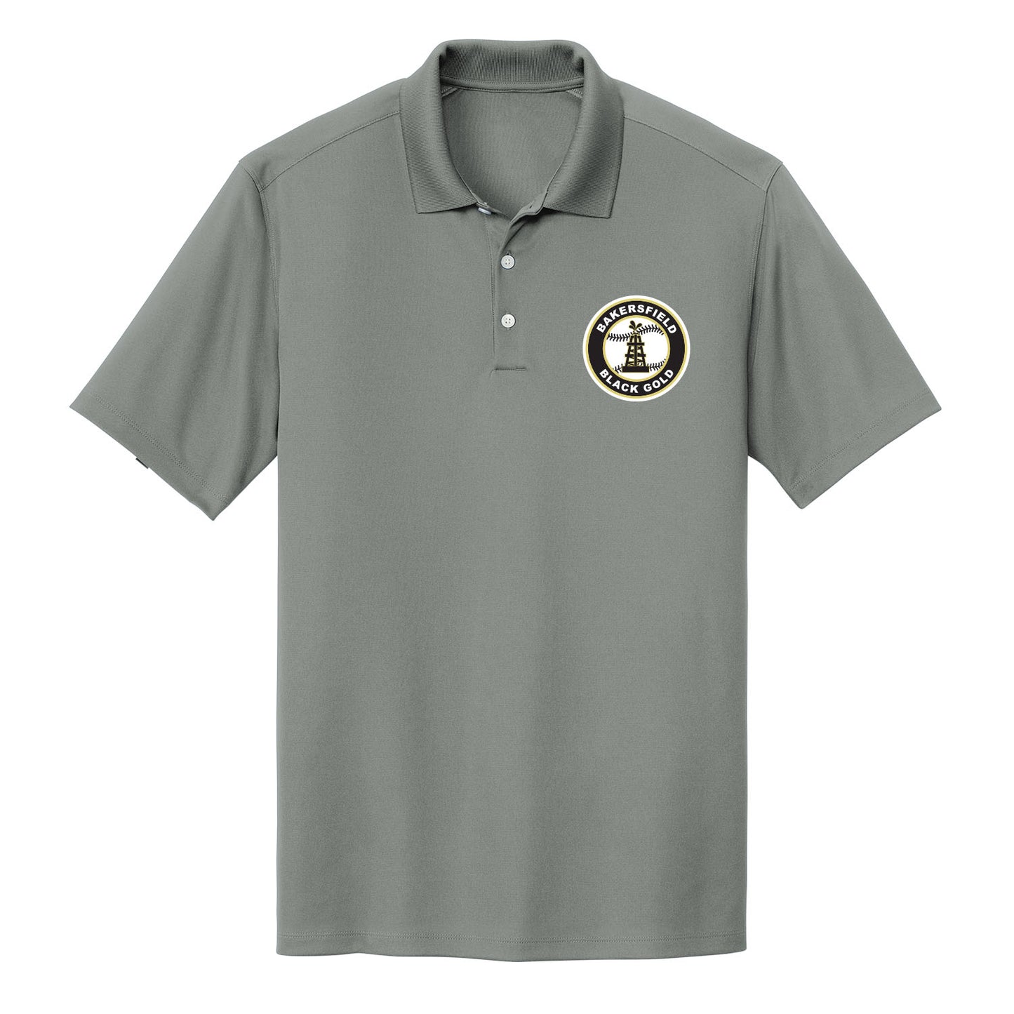 Black and Gold Baseball Seal Performance Polo