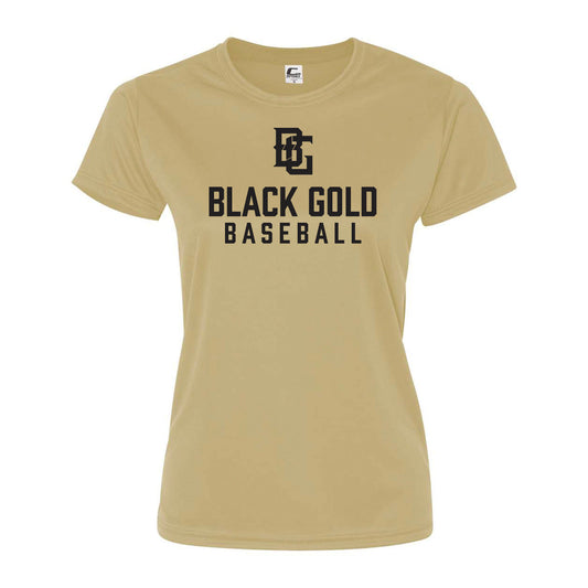 Black and Gold Baseball Womens Dri Fit Tee
