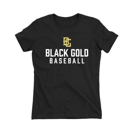 Black and Gold Baseball Women's Fitted Tee