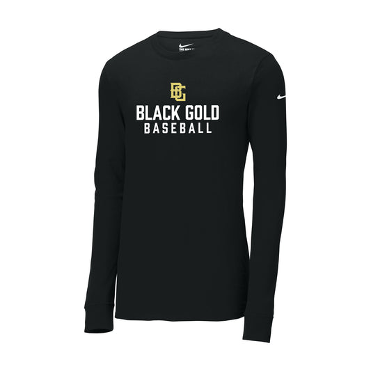 Black and Gold Baseball Nike Long Sleeve Tee