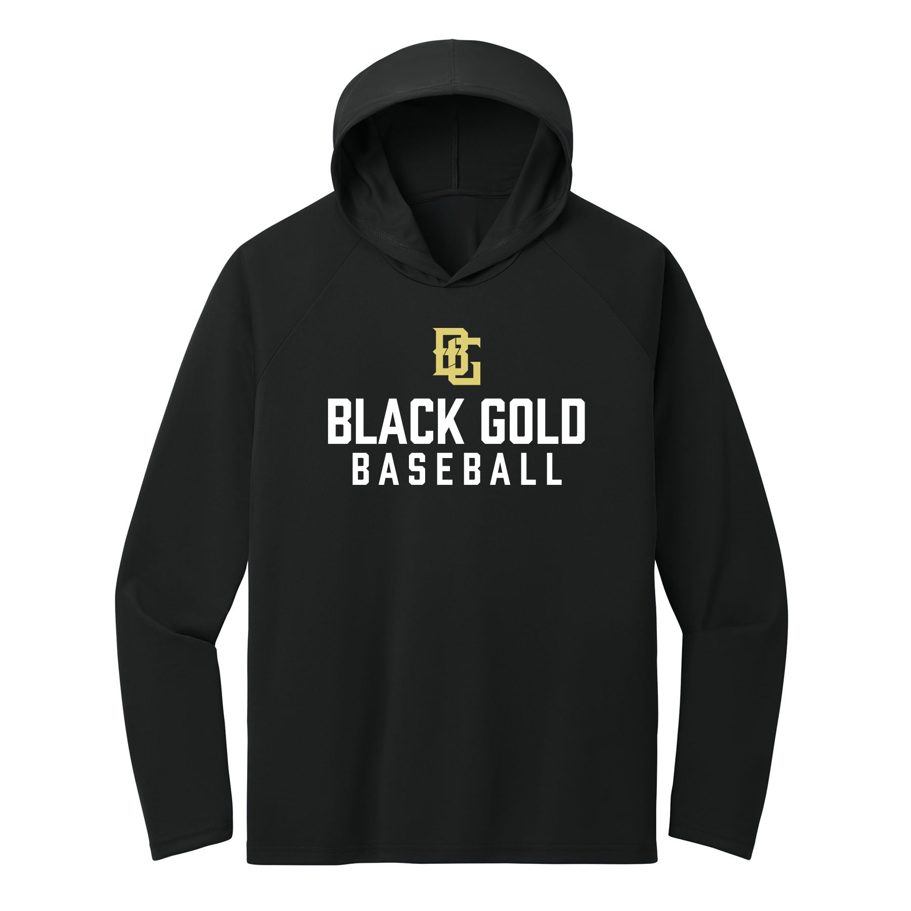 Black Gold Baseball Performance Hooded Long Sleeve Tee