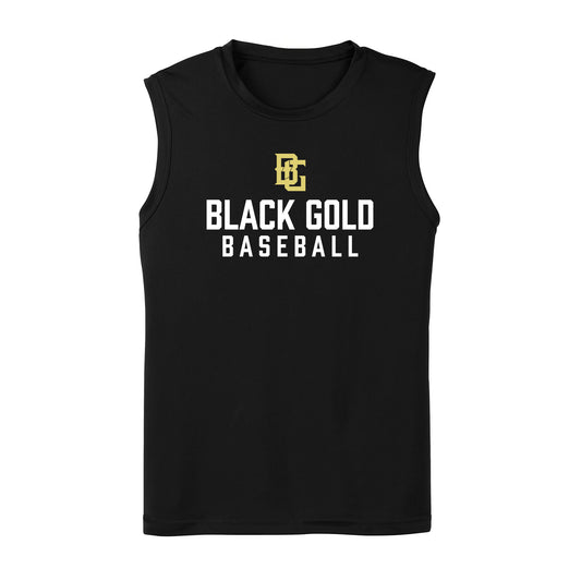 Black and Gold Baseball Performance Sleeveless Tank