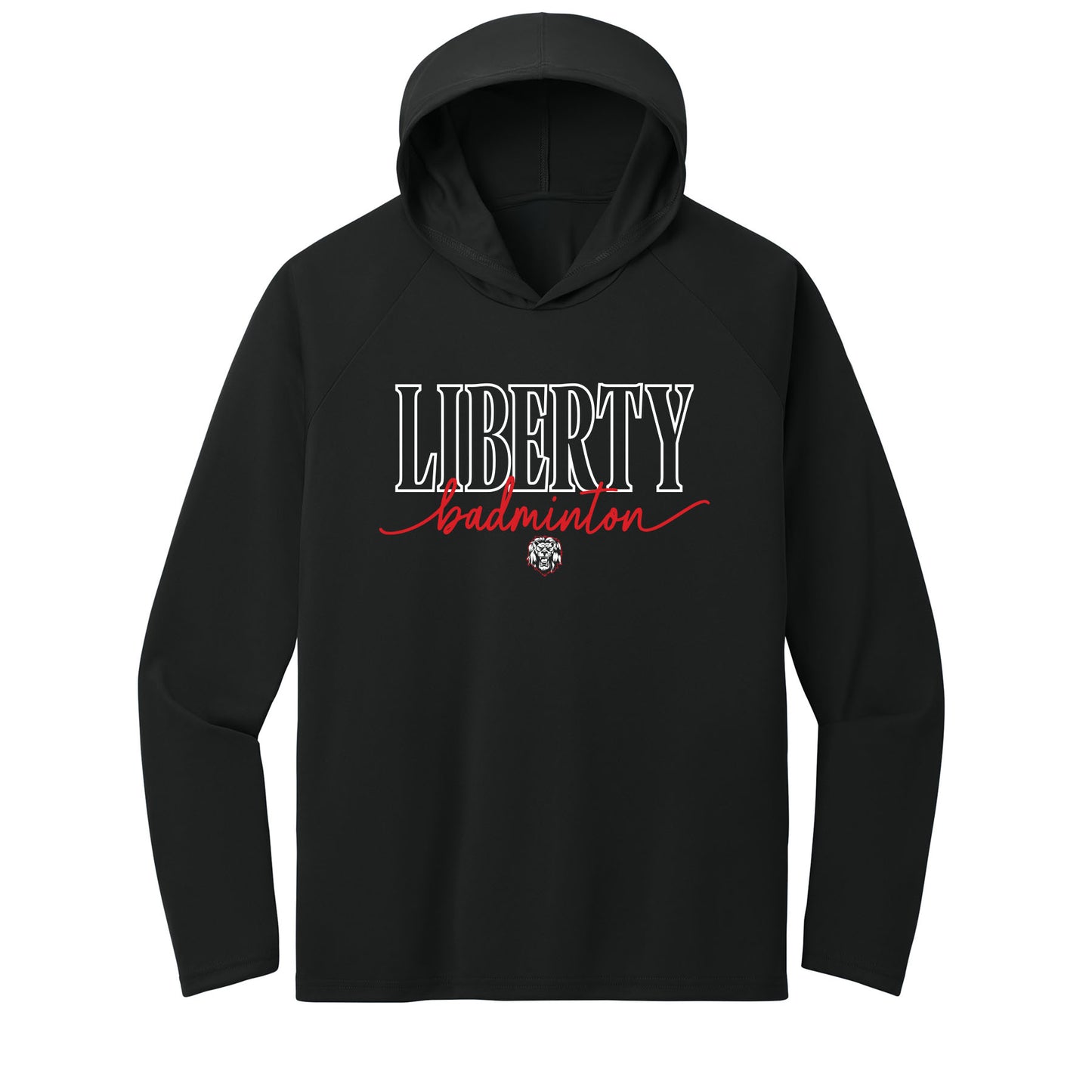 Liberty Badminton Script Performance Hooded Long Sleeve Tee