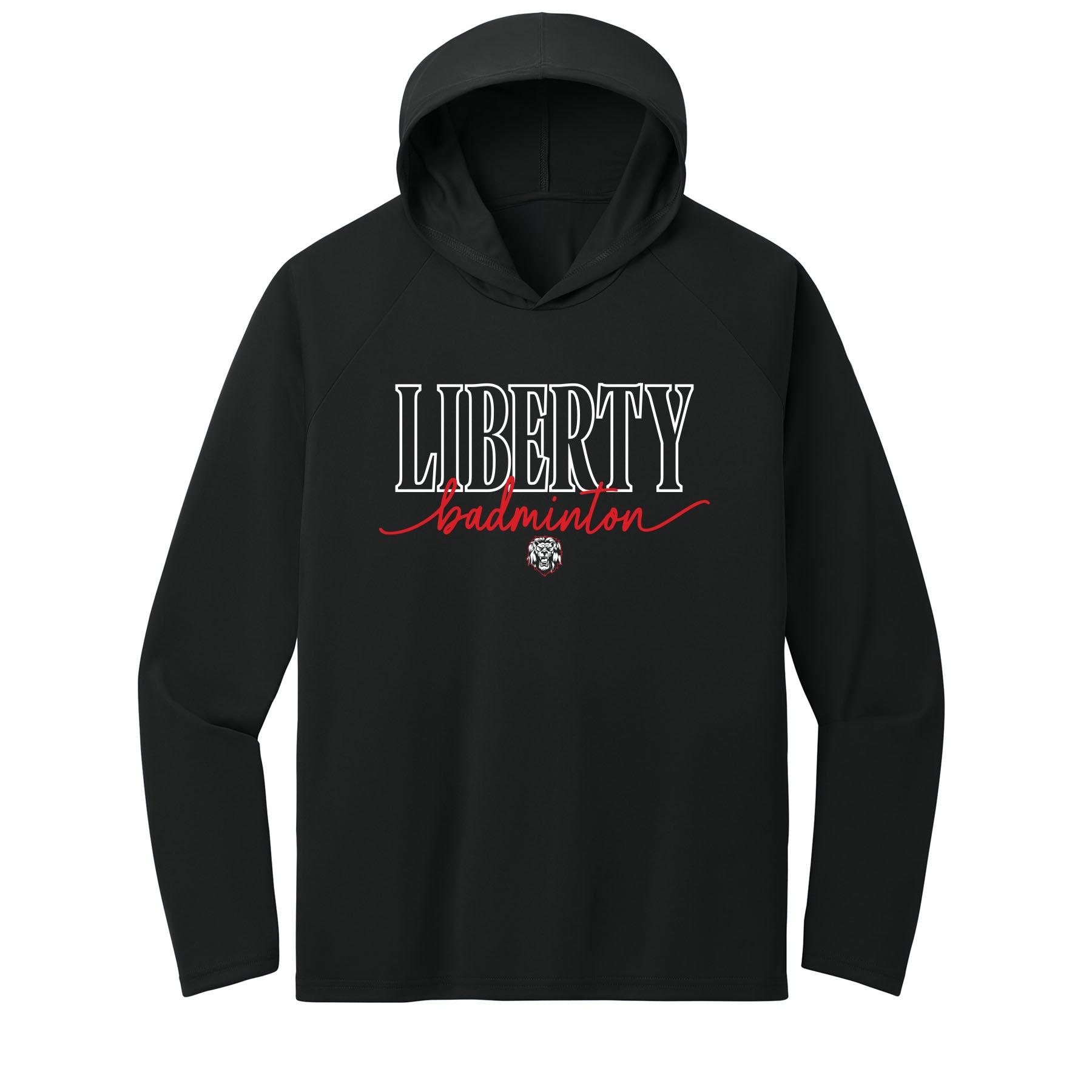 Liberty Badminton Script Performance Hooded Long Sleeve Tee