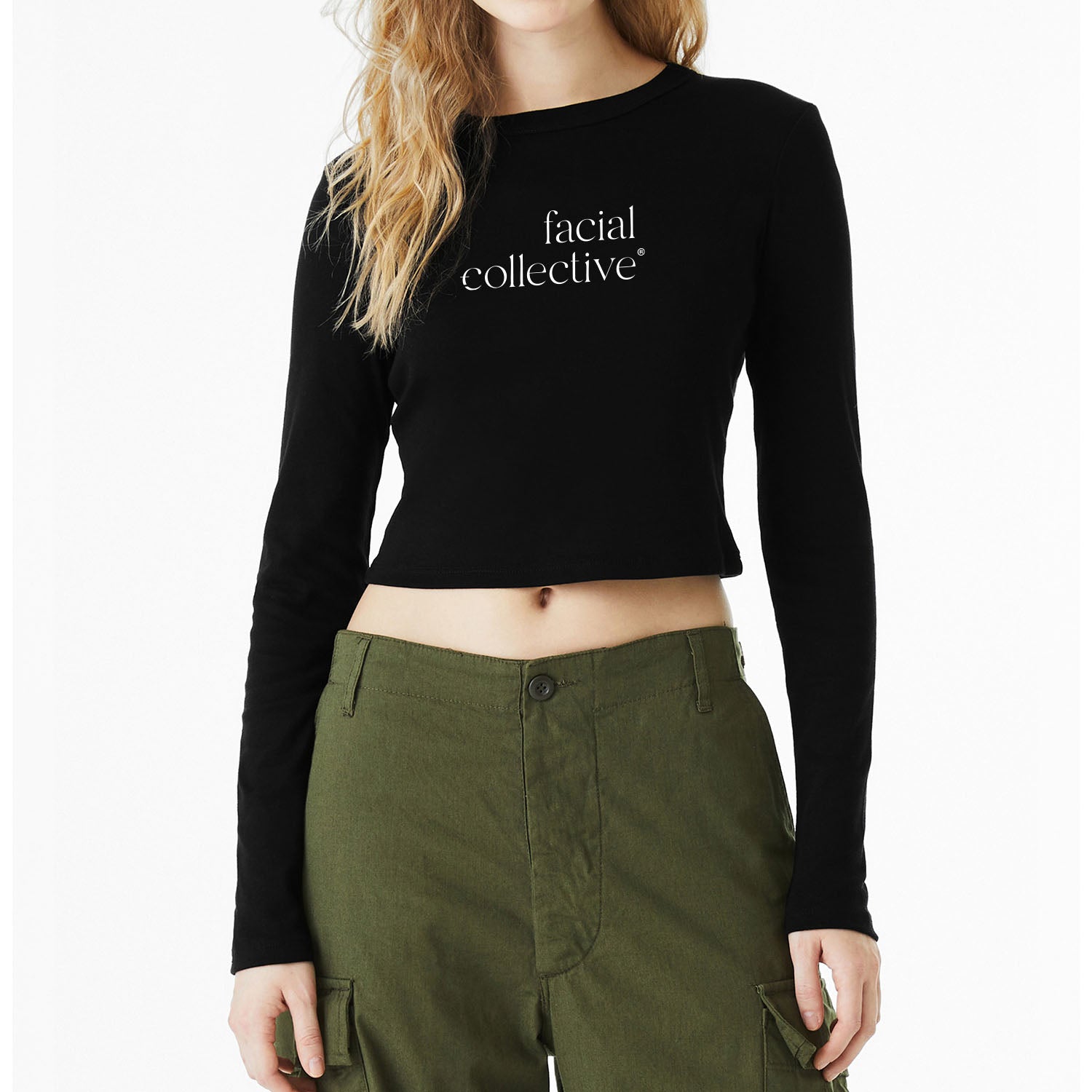 Facial Collective Womens Cropped Long Sleeve Tee